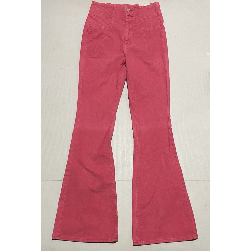Free‎ People We The Free Jayde Cord High Rise Flare Pants Pink Size 27 X 33 Boho